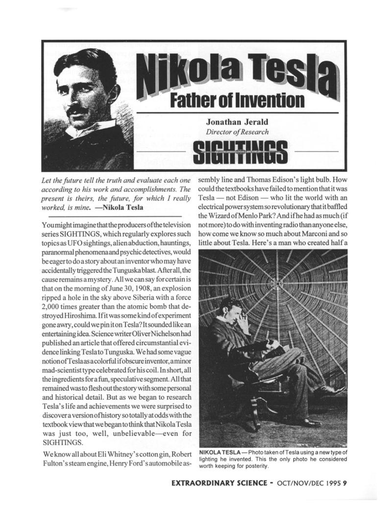 Preview of Nikola Tesla - Father of Invention article
