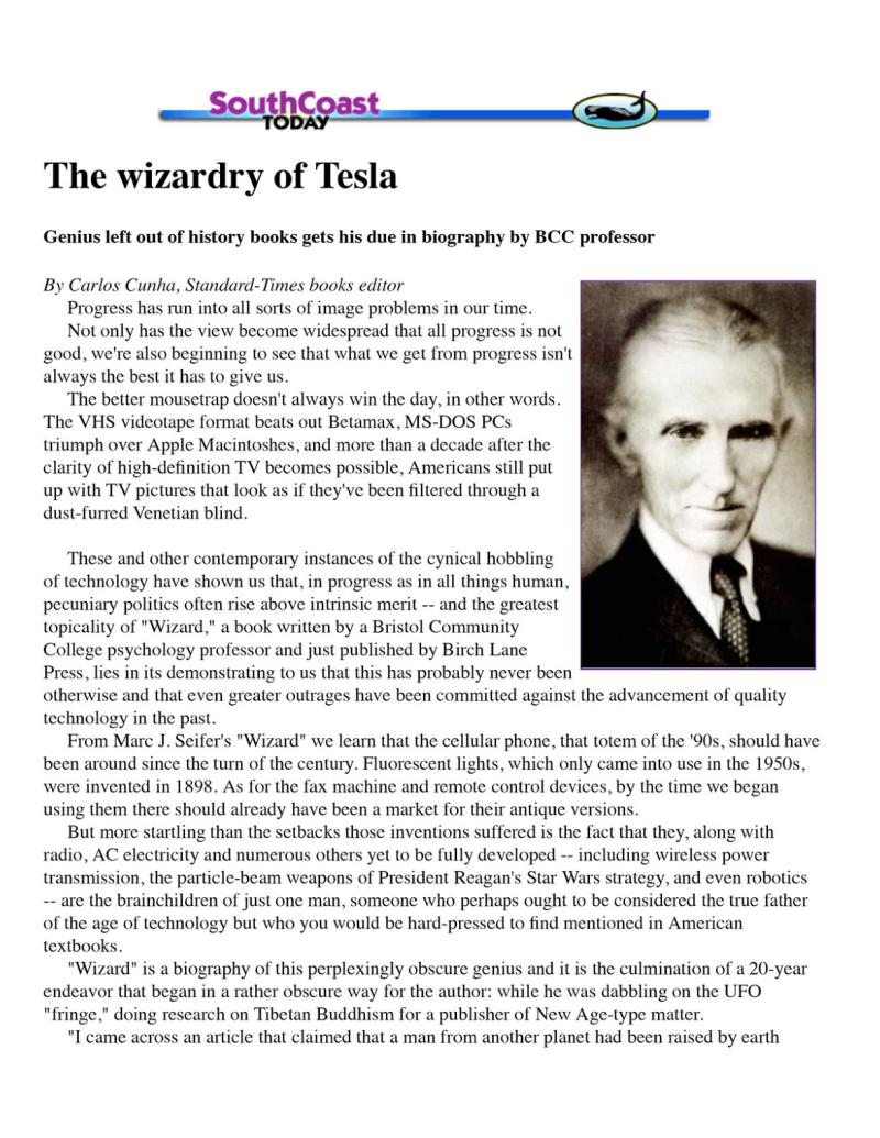 Preview of The Wizardry of Tesla article