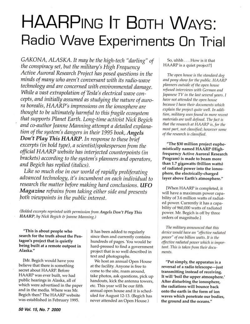 Preview of HAARPing It Both Ways: Radio Wave Experiments on Trial article