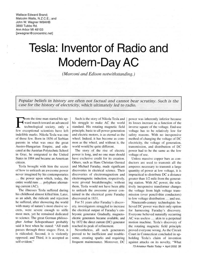 Preview of Tesla: Inventor of Radio and Modern-Day AC  article