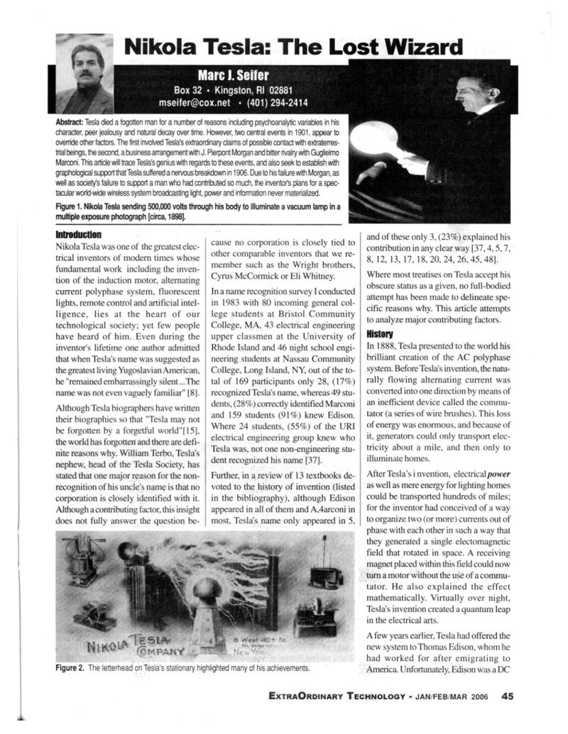 Preview of Nikola Tesla: The Lost Wizard article