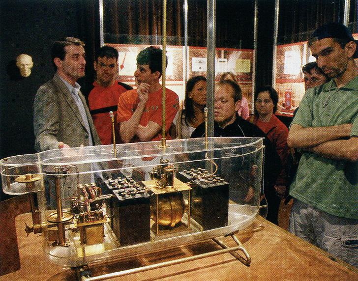 Students observing the model of Tesla's boat at the Nikola Tesla Museum