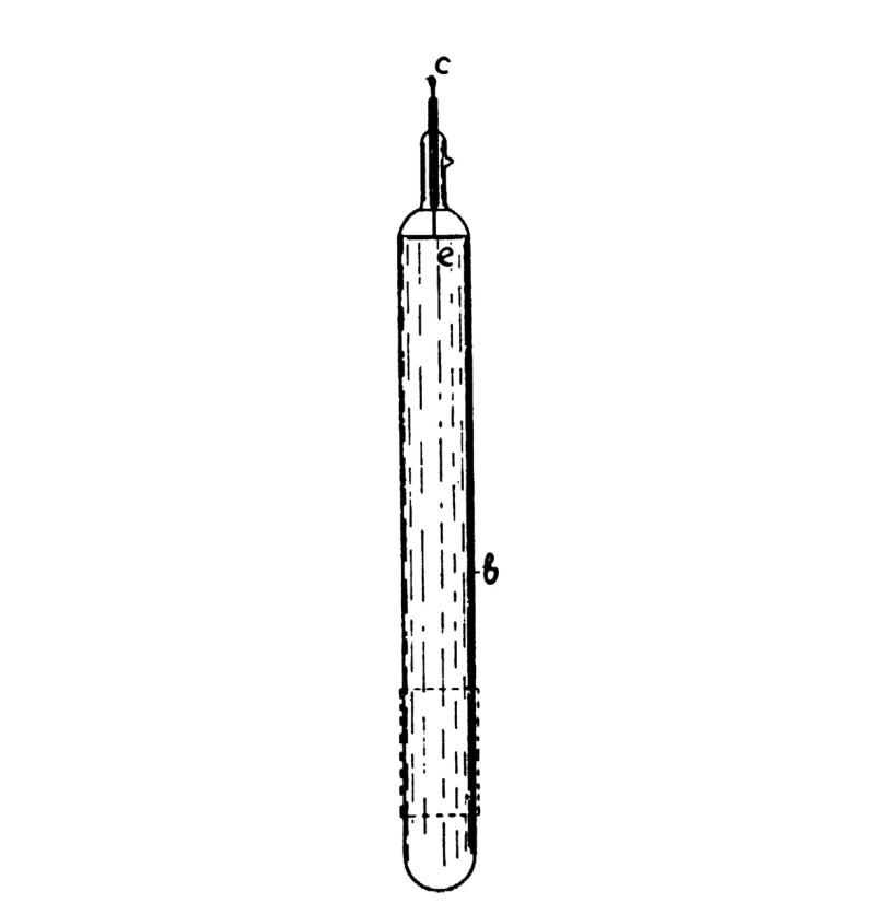 Drawing illustrating Tesla’s unipolar vacuum tube
