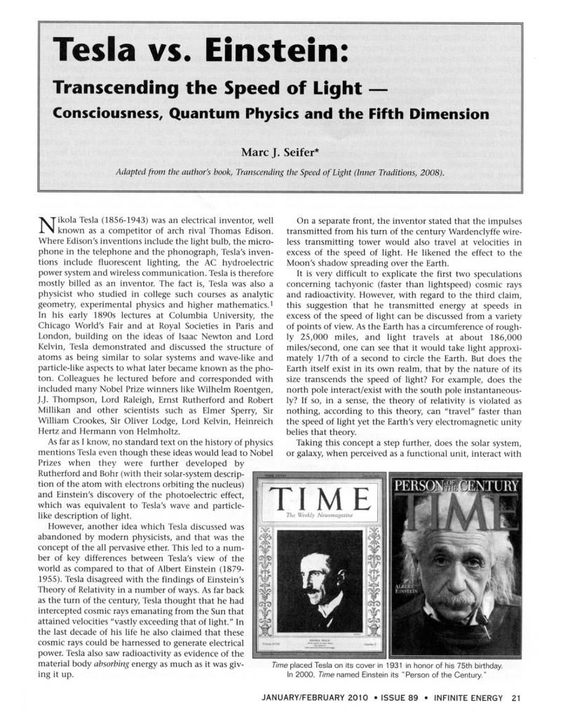 Preview of Tesla vs. Einstein: Transcending the Speed of Light article