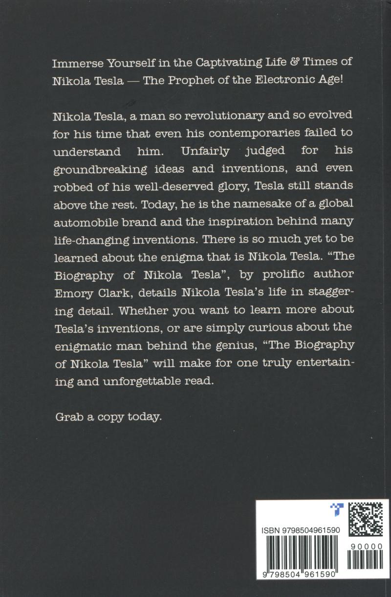 The Biography of Nikola Tesla Primary - Back cover