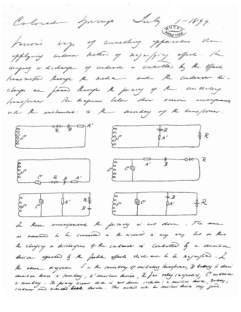 Nikola Tesla : Colorado Springs Notes - July 1, 1899