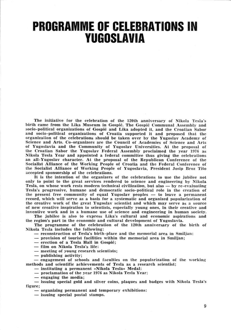 Nikola Tesla: Programme of Celebrations (1976) - Page 9