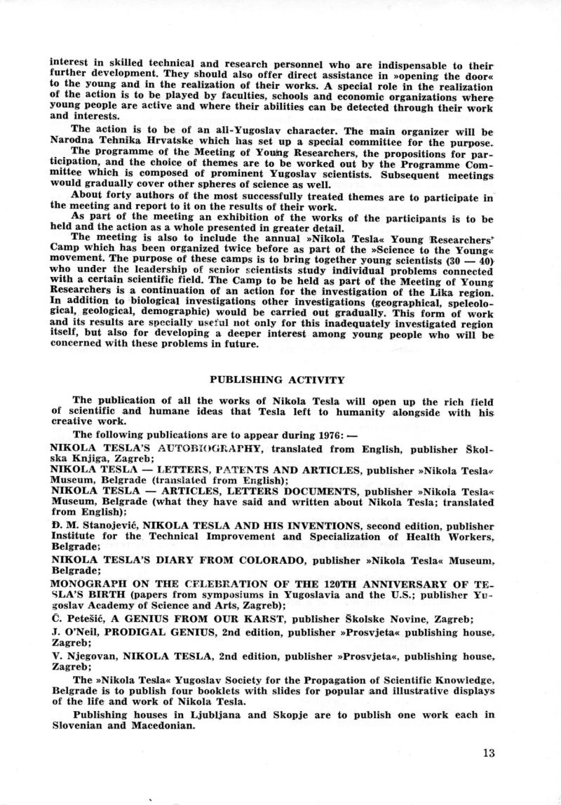 Nikola Tesla: Programme of Celebrations (1976) - Page 13