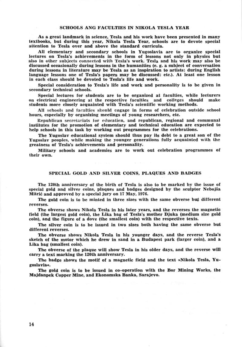 Nikola Tesla: Programme of Celebrations (1976) - Page 14
