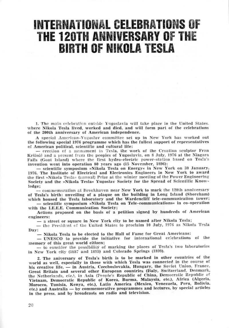 Nikola Tesla: Programme of Celebrations (1976) - Page 20