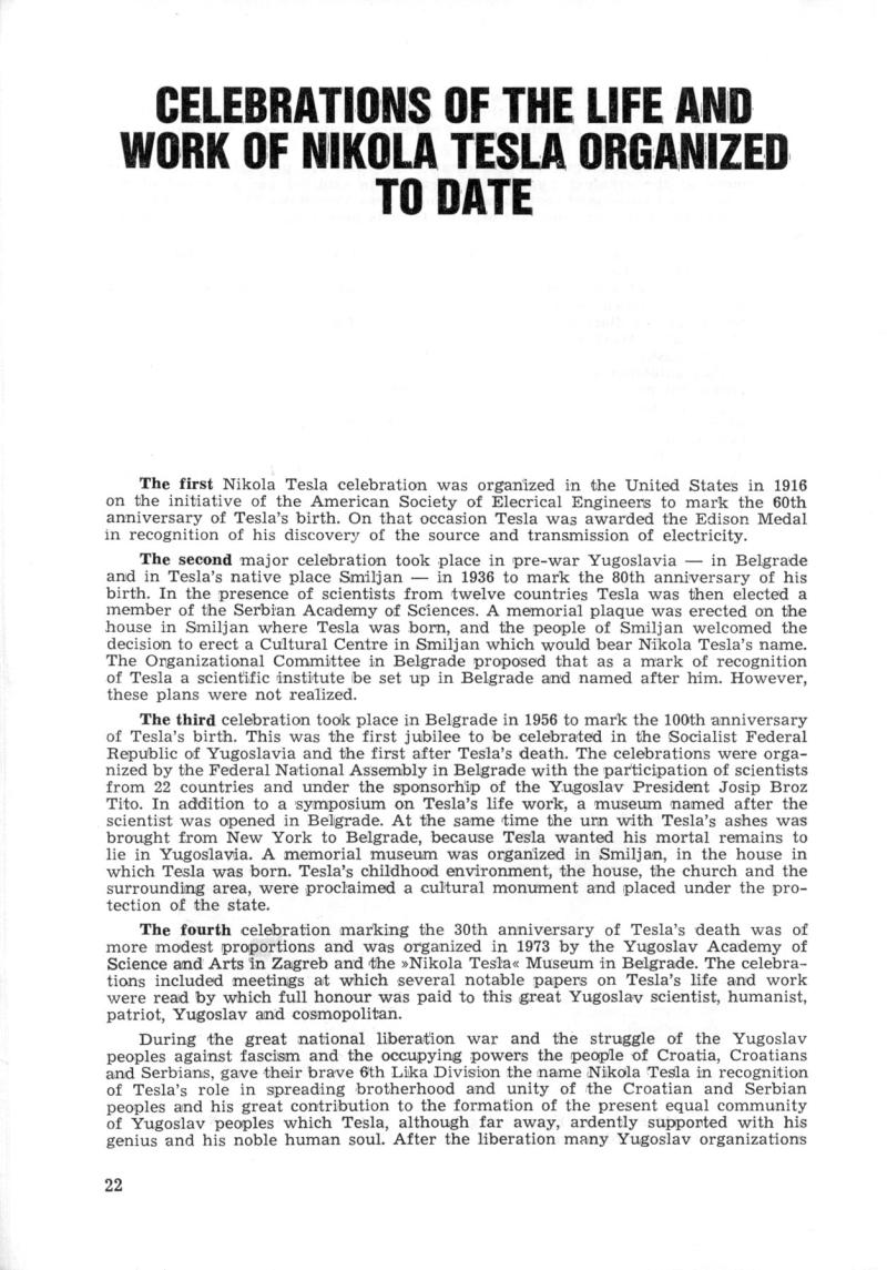 Nikola Tesla: Programme of Celebrations (1976) - Page 22