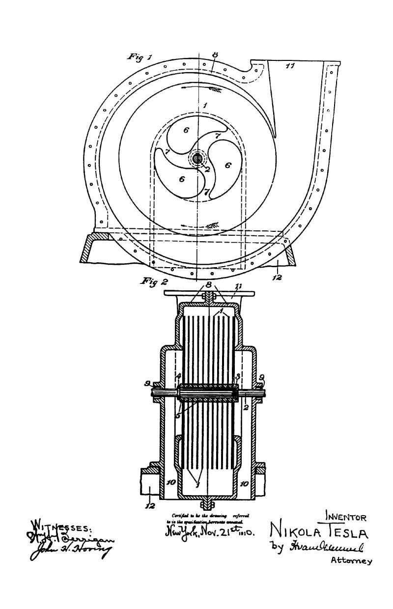 Nikola Tesla Canadian Patent 135174 - Fluid Propulsion - Image 1