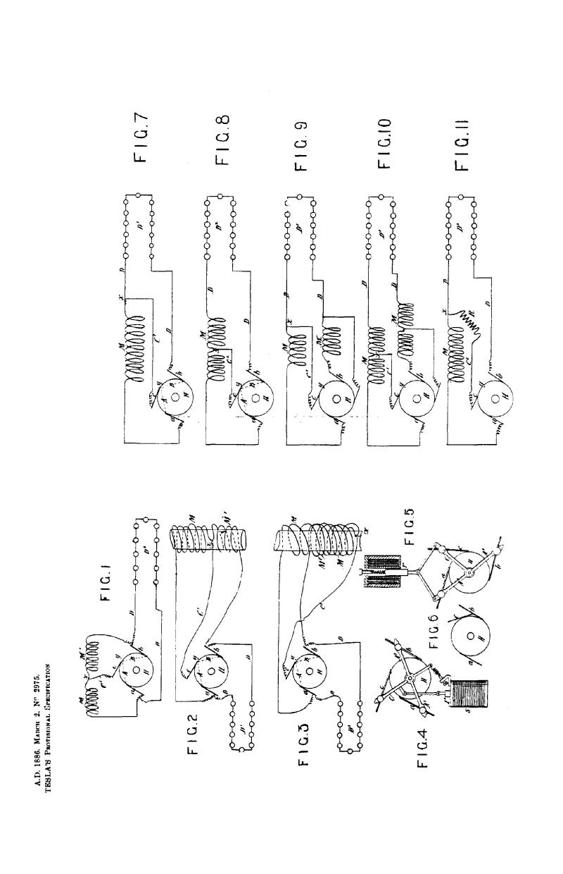 Nikola Tesla British Patent 2975 - Improvements in Dynamo Electric Machines - Image 1
