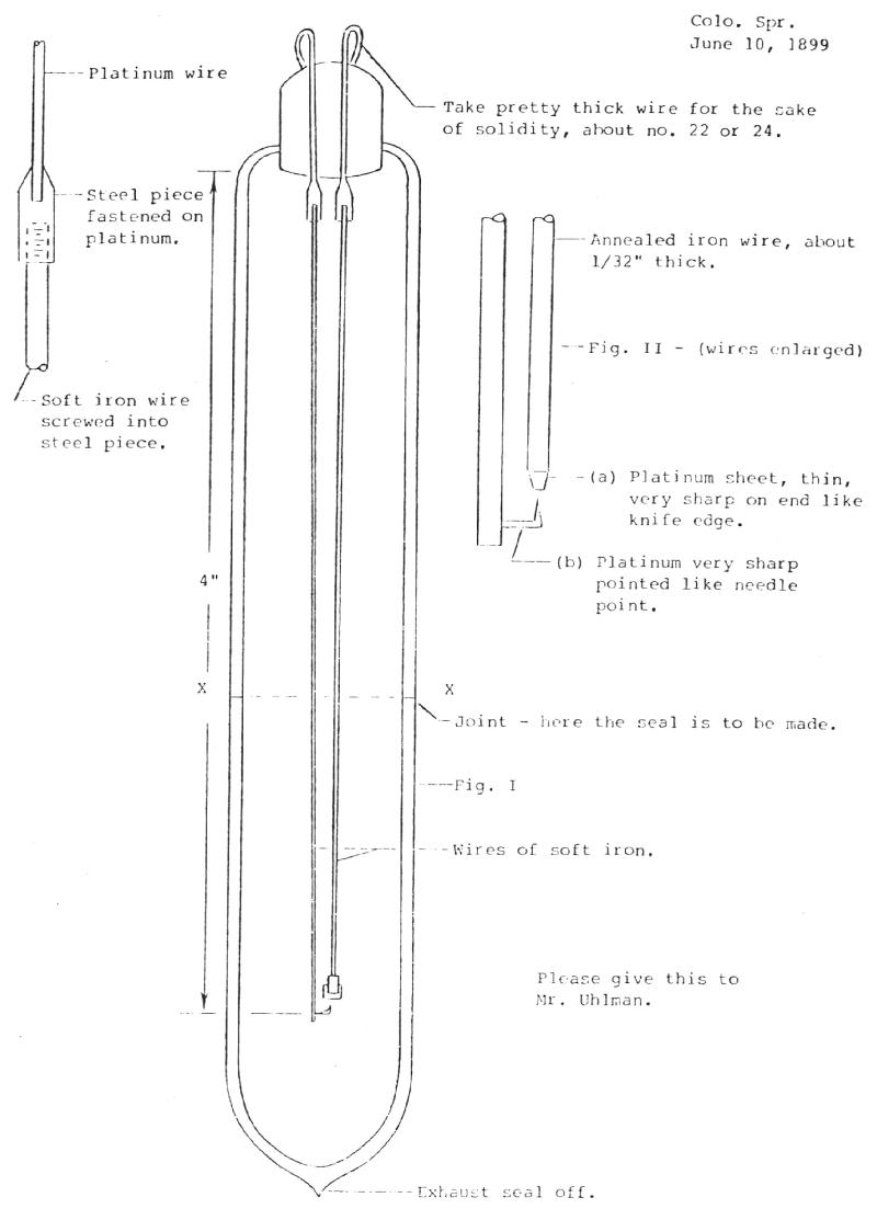 Diagram of special tube used by Tesla in Colorado Springs #2