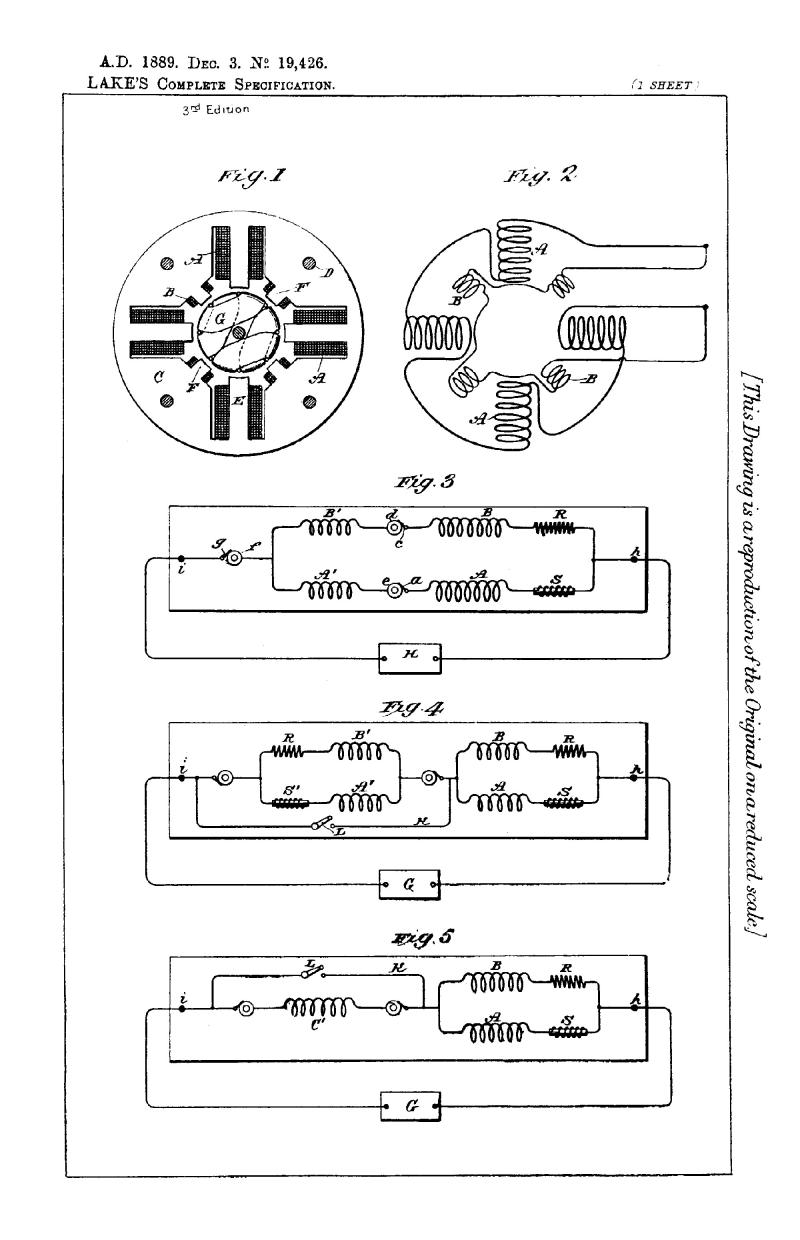 Nikola Tesla British Patent 19,426 - Improvements in the Construction and Mode of Operating Alternating Current Motors - Image 1