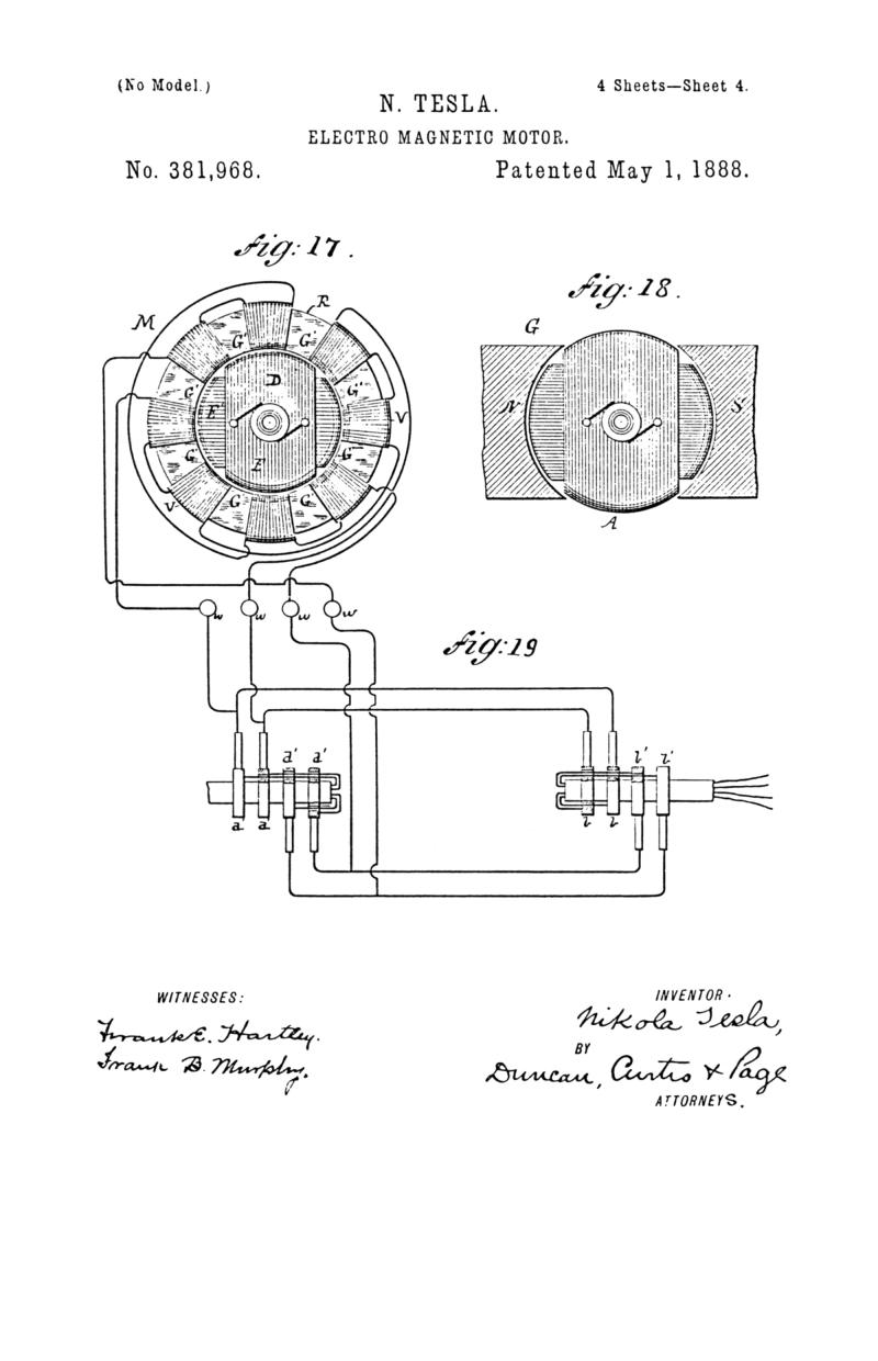 Nikola Tesla U.S. Patent 381,968 - Electro-Magnetic Motor - Image 4