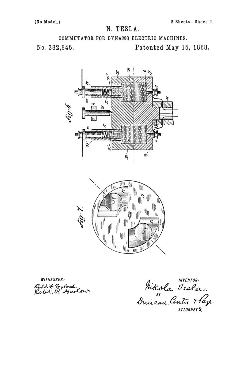 Nikola Tesla U.S. Patent 382,845 - Commutator for Dynamo-Electric Machines - Image 2
