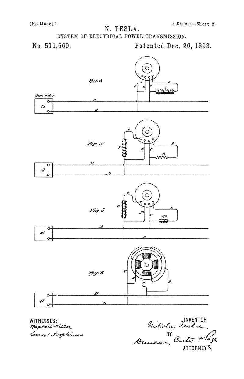 Nikola Tesla U.S. Patent 511,560 - System of Electrical Power Transmission - Image 2