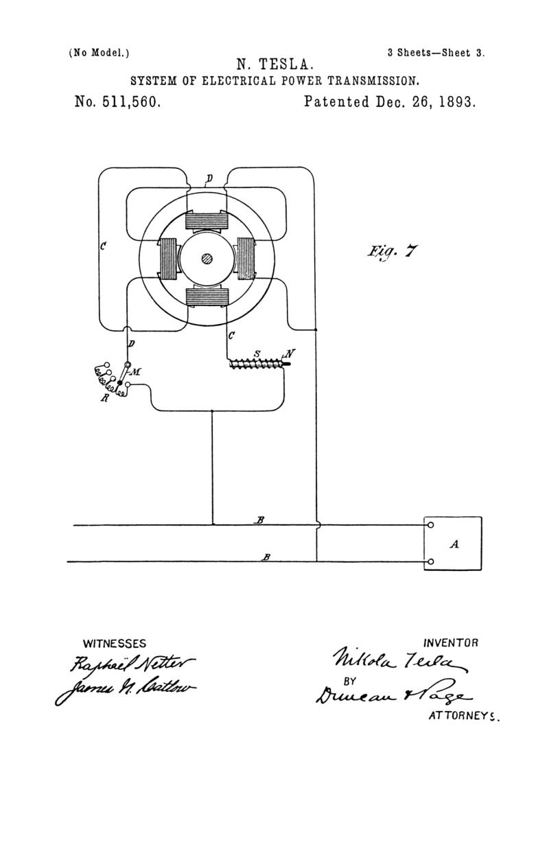 Nikola Tesla U.S. Patent 511,560 - System of Electrical Power Transmission - Image 3