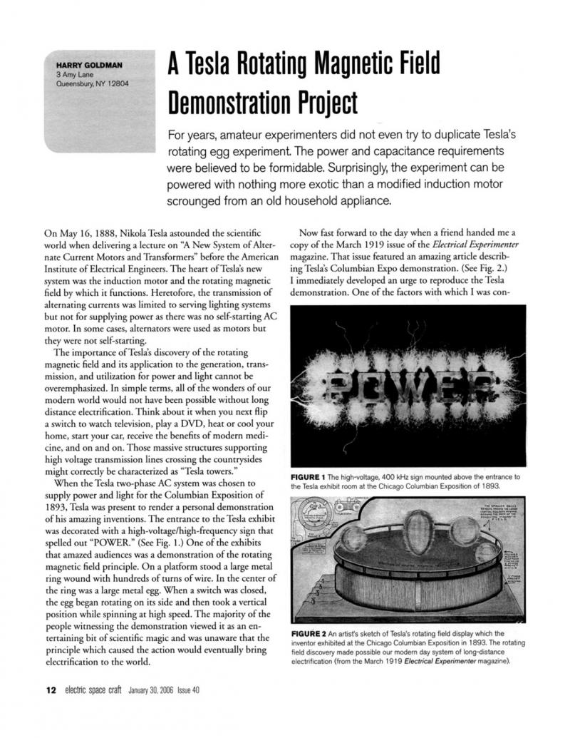 A Tesla Rotating Magnetic Field Demonstration Project | Tesla Universe