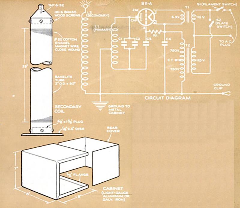 Schematic of vacuum tube Tesla coil