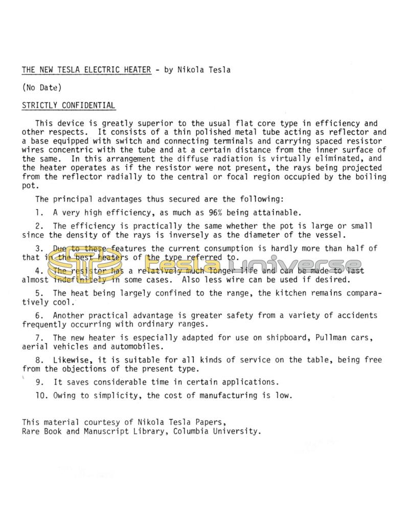 Preview of The New Tesla Electric Heater article