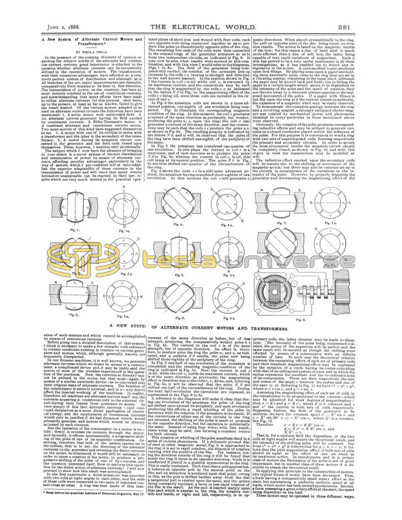 Preview of A New System of Alternate Current Motors and Transformers (original) article