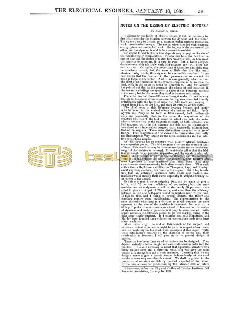 Preview of Notes on the Design of Electric Motors article