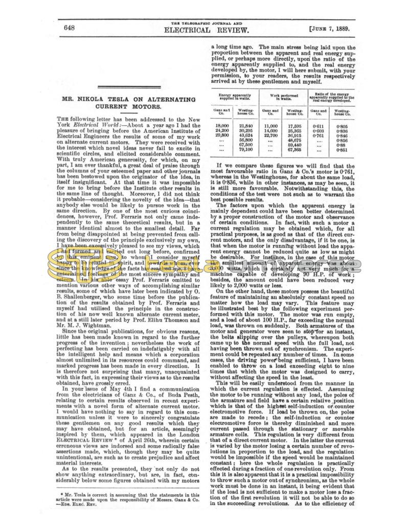 Preview of Nikola Tesla on Alternating Current Motors article
