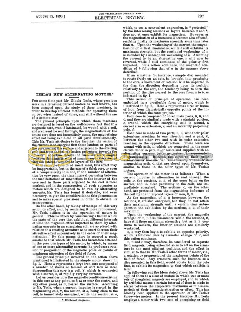 Preview of Tesla's New Alternating Motors (reprint) article