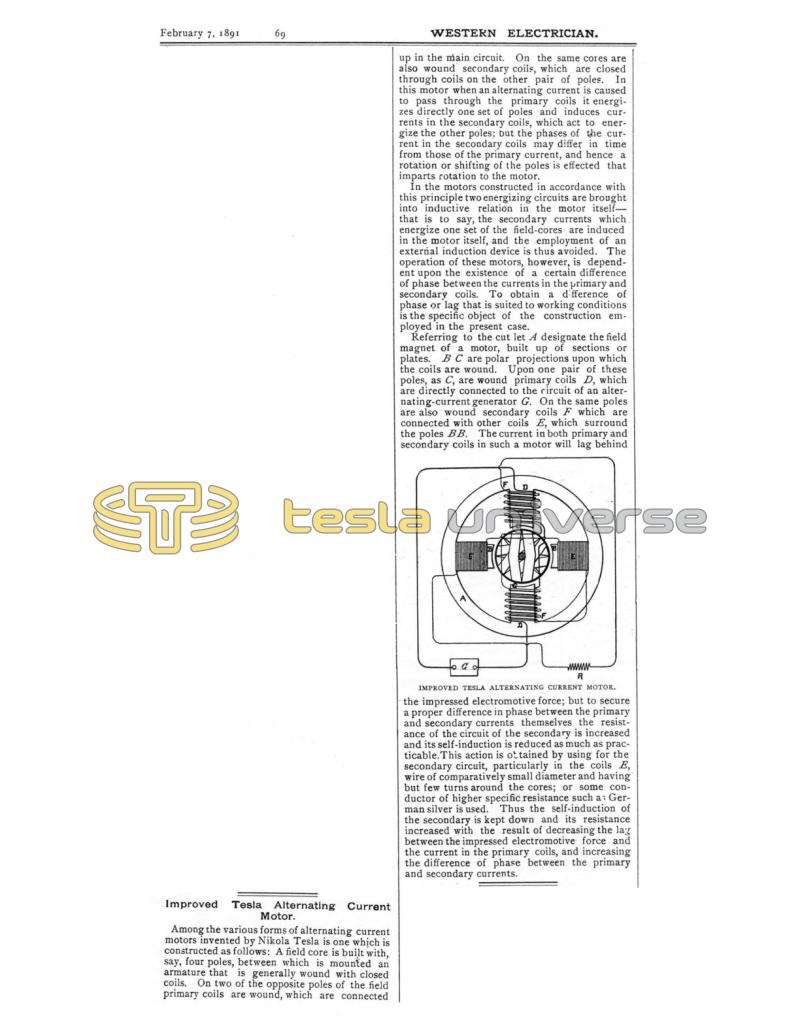 Preview of Improved Tesla Alternating Current Motor article