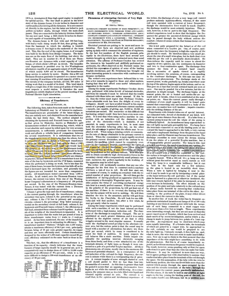 Preview of Phenomena of Alternating Currents of Very High Frequency article