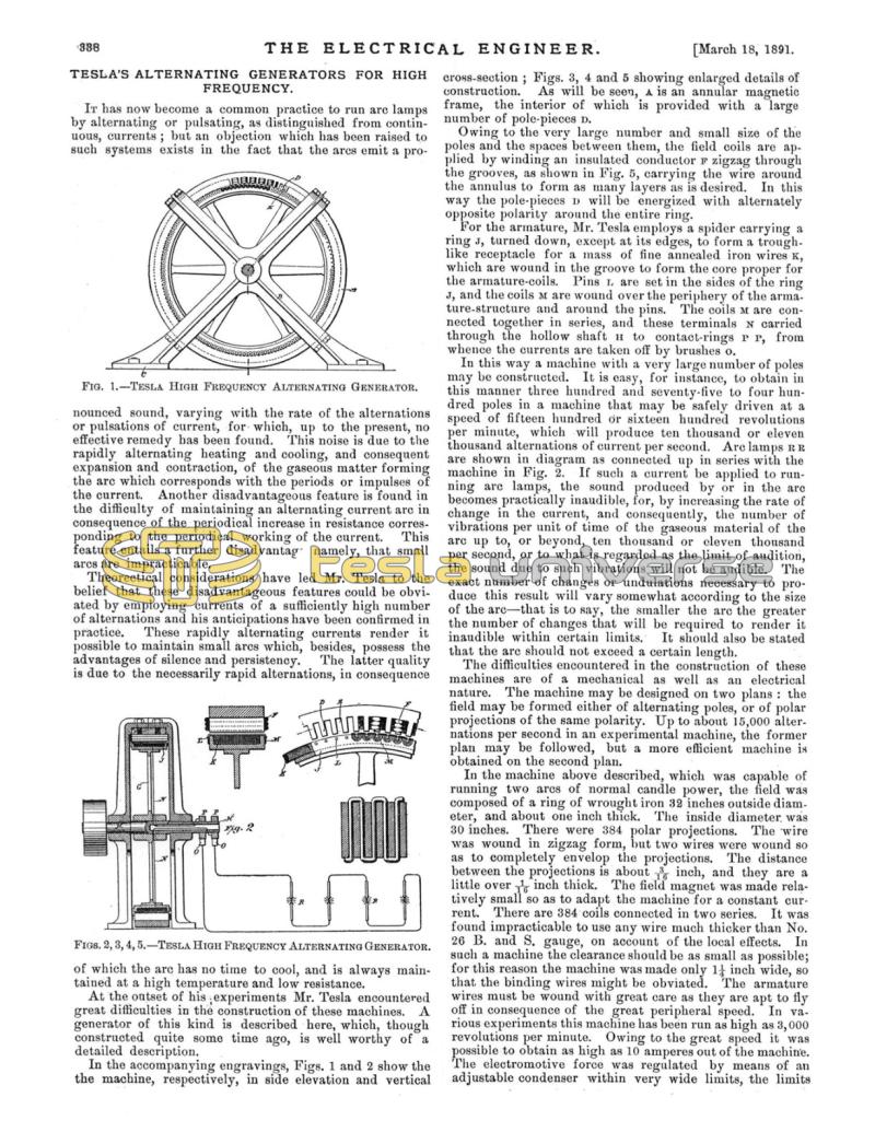 Preview of Tesla's Alternating Generators for High Frequency article