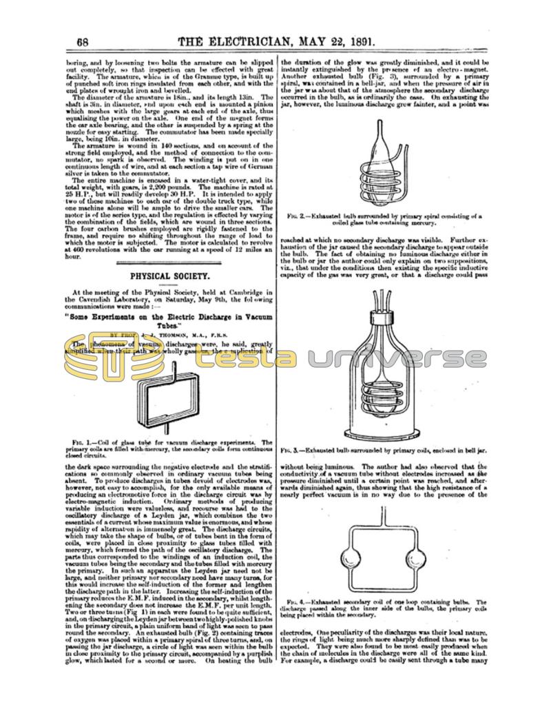 Preview of Some Experiments on the Electric Discharge in Vacuum Tubes article