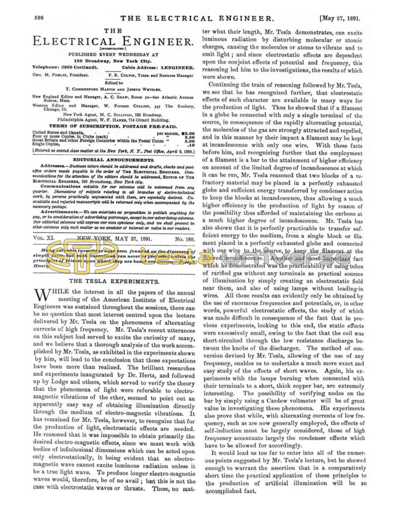 Preview of The Tesla Experiments article