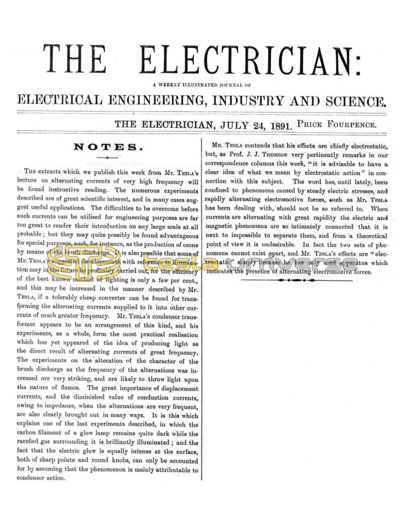 Preview of Mr. Tesla's New System of Illumination article