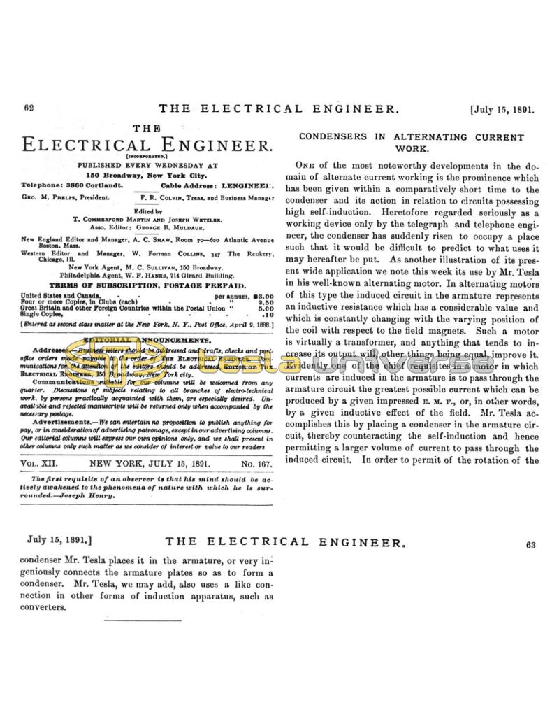 Preview of Condensers in Alternating Current Work article
