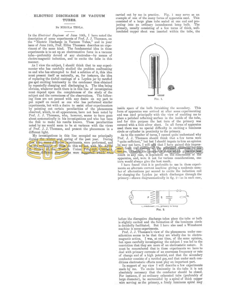 Preview of Electric Discharge in Vacuum Tubes (reprint) article