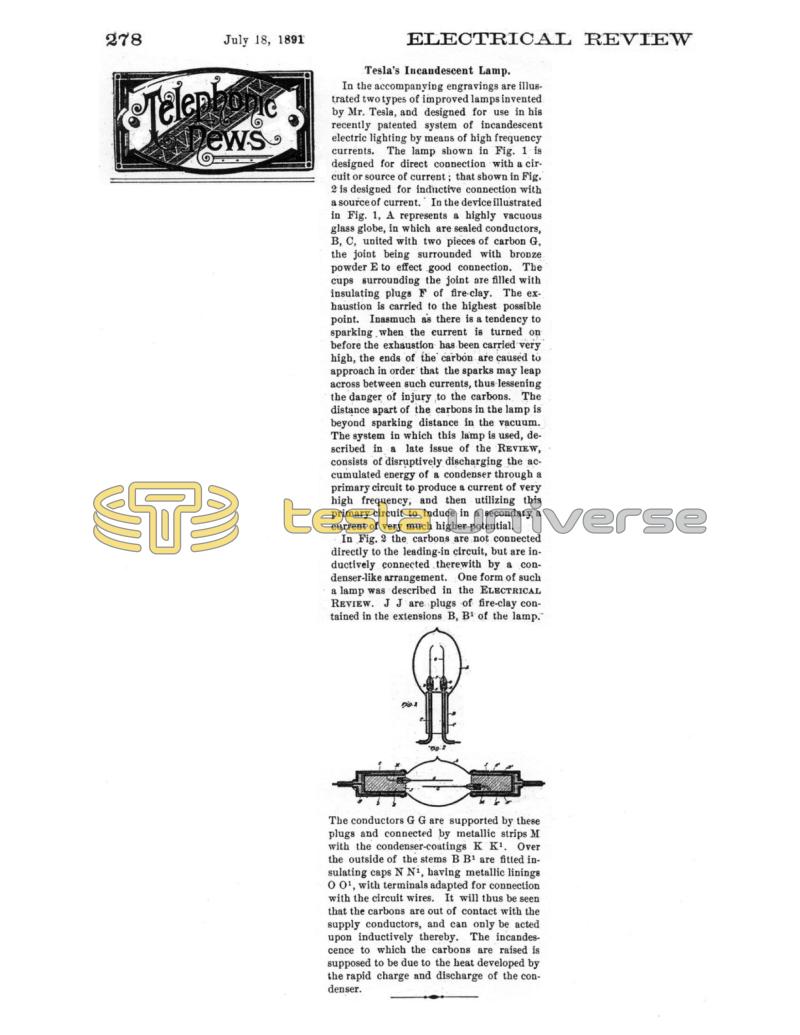 Preview of Tesla's Incandescent Lamp article