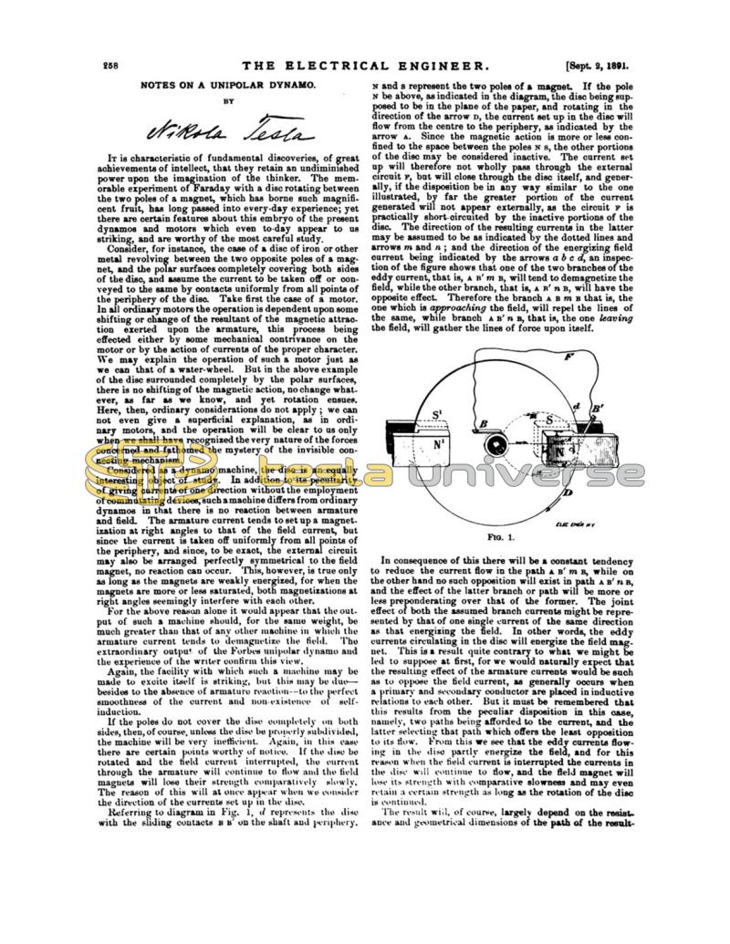 Preview of Notes on a Unipolar Dynamo article