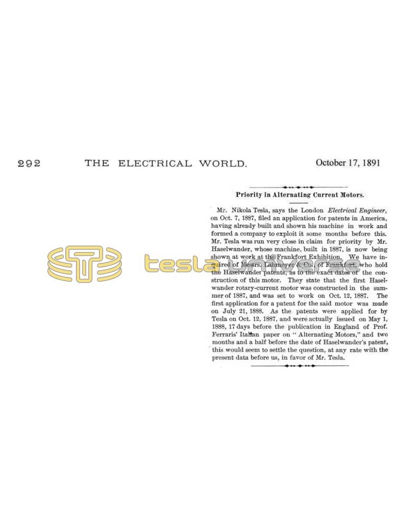 Preview of Priority in Alternating Current Motors article