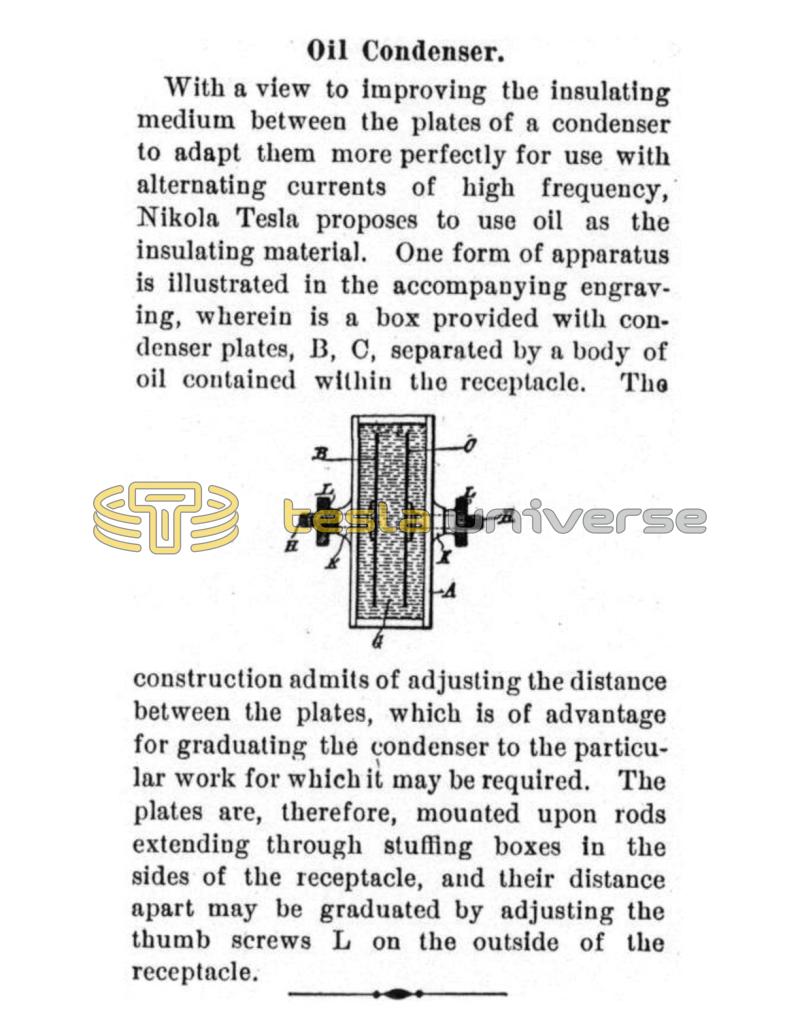 Preview of Nikola Tesla Oil Condenser article