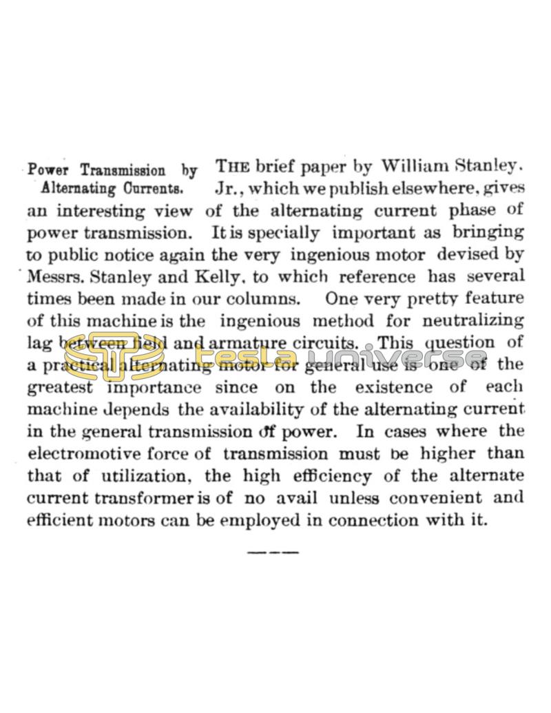 Preview of Power Transmission by Alternating Currents - Editorial article