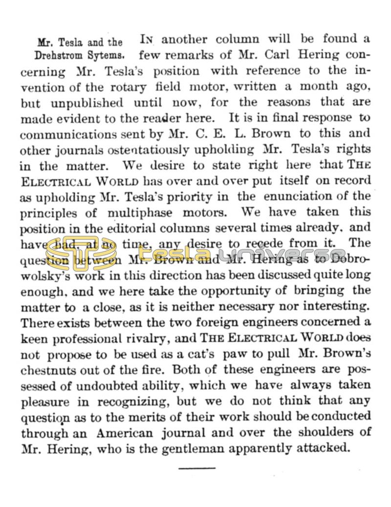 Preview of Mr. Tesla and the Drehstrom System - Editorial article