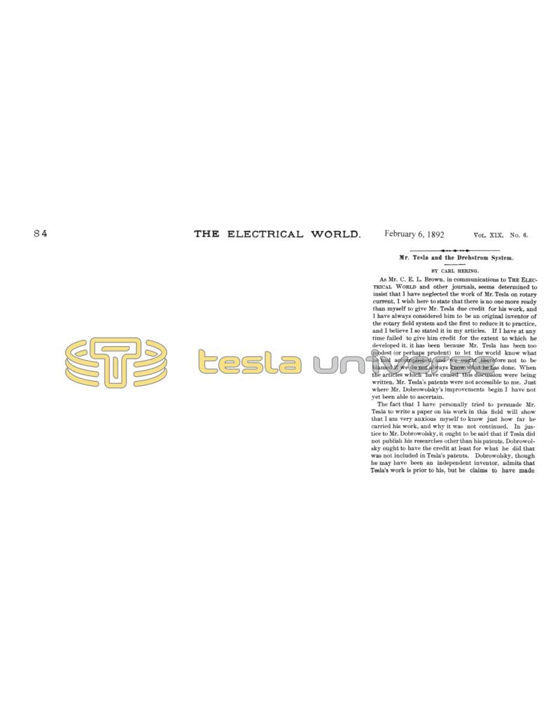 Preview of Mr. Tesla and the Drehstrom System article