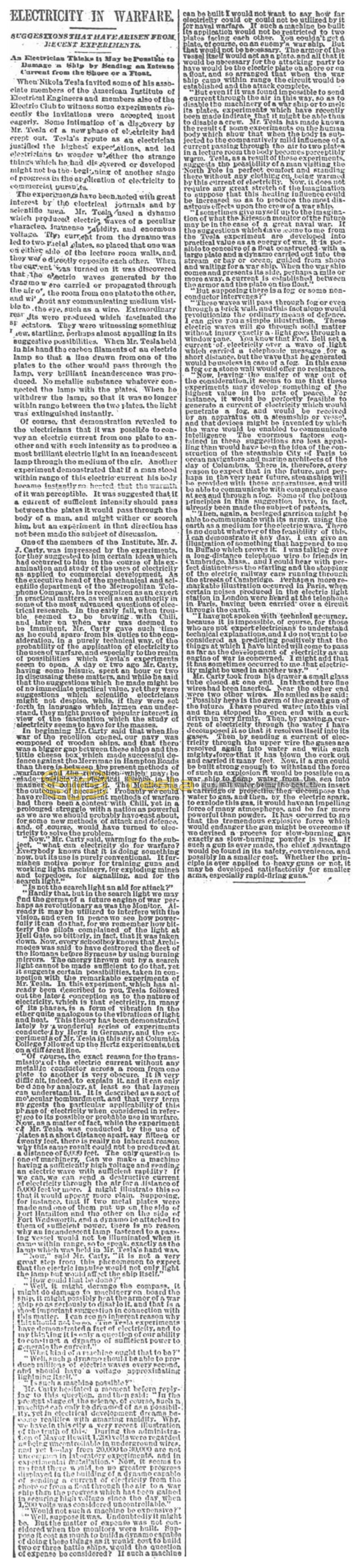 Preview of Electricity in Warfare article