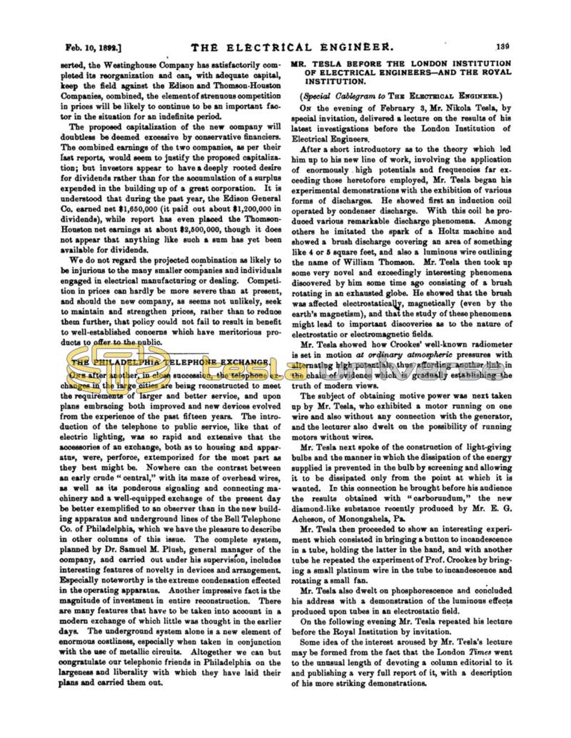 Preview of Mr. Tesla Before The London Institution of Electical Engineers and The Royal Institution article