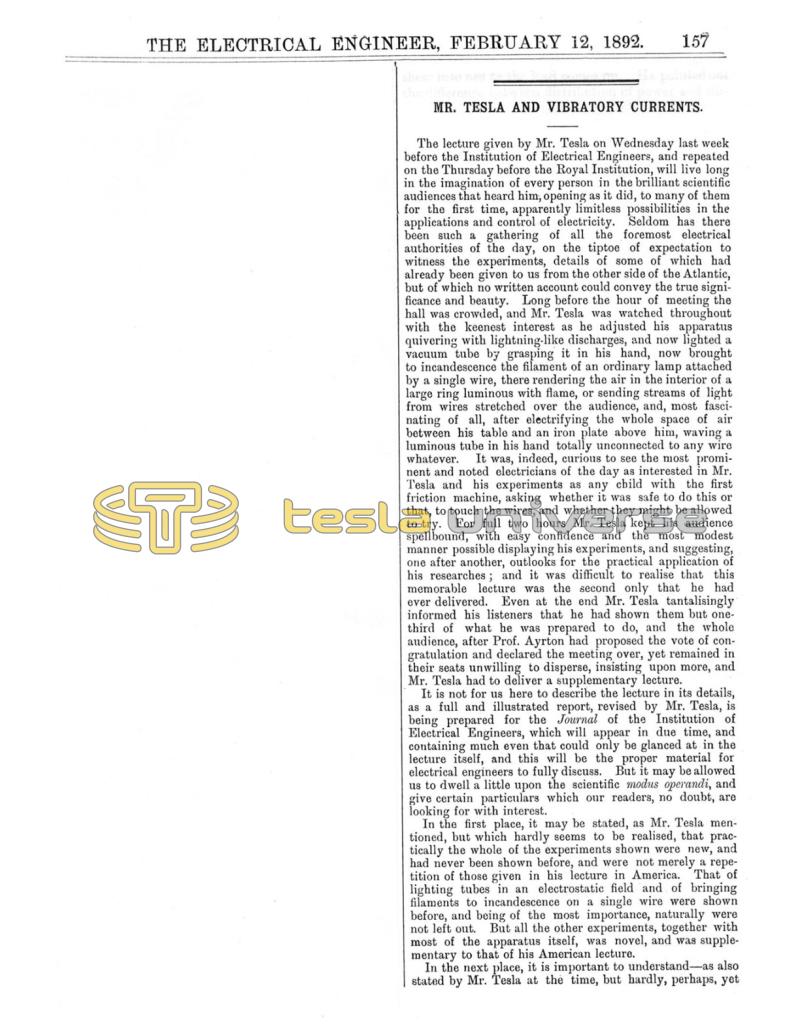 Preview of Mr. Tesla and Vibratory Currents article