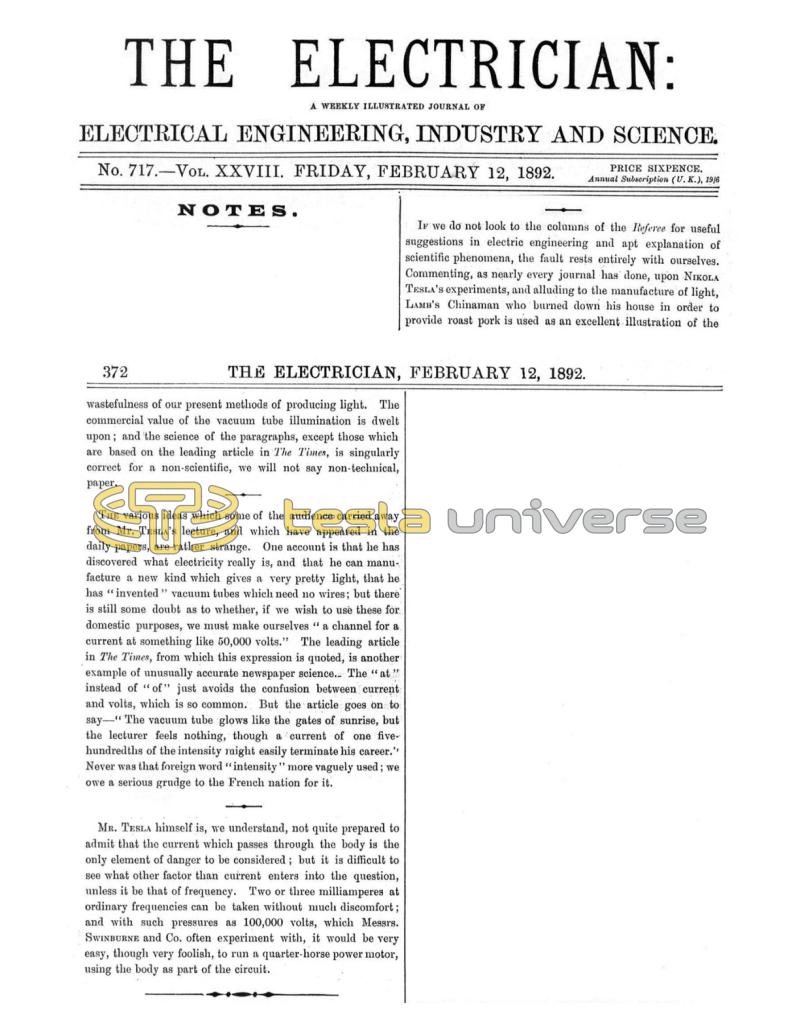 Preview of Notes - Tesla's Vacuum Tube Illumination article