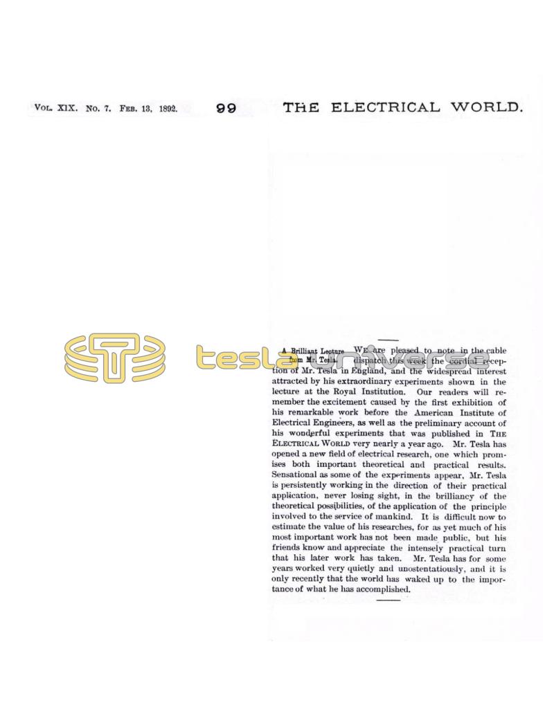 Preview of A Brilliant Lecture from Mr. Tesla article